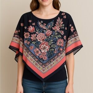 ALYX Women's Black Floral Top Poncho